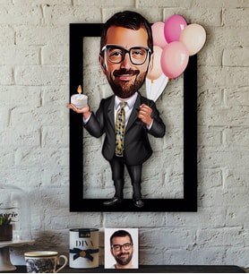 BK Gift Kişiye Özel Bay Doğum Günü Karikatürlü 3D Ahşap Tablo-3