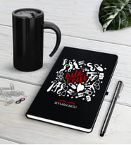 BK Gift Kişiye Özel Aile Reisi Siyah Defter Kalem Termos Mug Seti (Model 1)