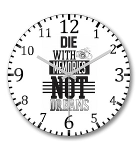 Die With Memories White Duvar Saati Bombeli Gercek Cam