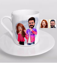 BK Gift Kişiye Özel Sevgililer Animasyon Karikatürlü Türk Kahvesi Fincanı-32 (Beyaz)