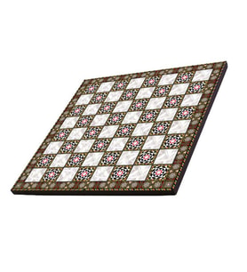 (Sadece Tahta İsteyene) Orta Boy Sedef Desenli MDF Ahşap Satranç Tahtası (37x37 cm.) (Çok Renkli)