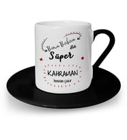 BK Gift Kişiye Özel Babalar Günü Temalı Siyah Türk Kahvesi Fincanı 17571