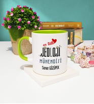 Mesajlı Jeoloji Mühendisi Tasarımlı Kişiye Özel Jeoloji Mühendisi Kupa Bardak Yeşil