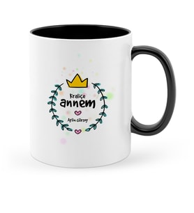 BK Gift Kişiye Özel Kraliçe Annem Siyah Kupa Bardak  1