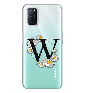 Papatya Harf Tasarım Süper Şeffaf Silikon Telefon Kılıfı Oppo A52-A72 W-Harfi