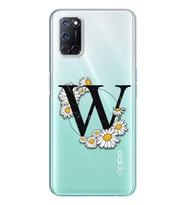 Papatya Harf Tasarım Süper Şeffaf Silikon Telefon Kılıfı Oppo A52-A72 W-Harfi