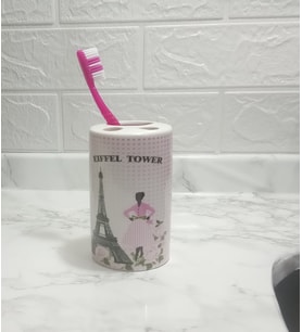 SIA Seramik Diş Fırçalık Eyfel Kulesi Model 7x7x11cm