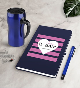 BK Gift Kişiye Özel Canım Babam Lacivert Defter Kalem Termos Mug Seti-1 (Model 1)
