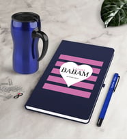 BK Gift Kişiye Özel Canım Babam Lacivert Defter Kalem Termos Mug Seti-1 (Model 1)