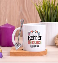 Rehber Öğretmen Ahşap Altlıklı Beyaz Kupa Bardak
