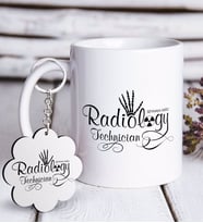 BK Gift Kişiye Özel Mesleki Radyoloji Teknisyeni Beyaz Kupa ve Anahtarlık Hediye Seti (Model 1)