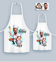 BK Gift Kişiye Özel İkili Baba Kız Chef Karikatürlü Mutfak Önlüğü Seti