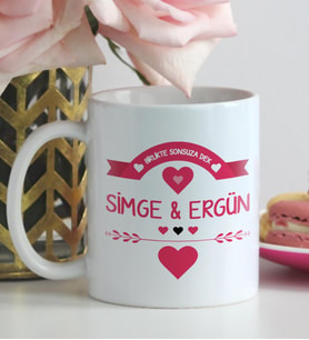 BK Gift Kişiye Özel Beyaz Kupa Bardak Sevgililer Günü Temalı 55