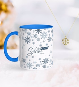 BK Gift Kişiye Özel Yılbaşı Mutlu Yıllar Mavi Kupa ve Kar Tanesi Kolye-17 (Model 1)