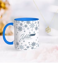 BK Gift Kişiye Özel Yılbaşı Mutlu Yıllar Mavi Kupa ve Kar Tanesi Kolye-17 (Model 1)