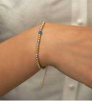 Papatya Silver Nazar Gözü Toplu İki Renkli Dorica Toplu Fantezi Bileklik