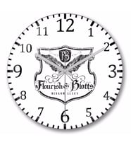 Harry Potter  Flourish And Blotts Duvar Saati Bombeli Gercek Cam