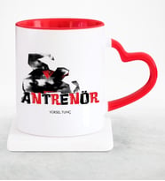 BK Gift Kişiye Özel Mesleki Antrenör Kırmızı Kalpli Kupa Bardak  3