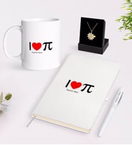 BK Gift Kişiye Özel Matematik Öğretmeni Beyaz Kupa Defter Kalem ve İsimli Papatya Kolye Hediye Seti-12 (Model 1)