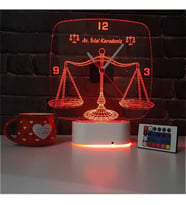 Kişiye Özel Lazer Kesim 3D Tasarım Hukuk Saat Led Aydınlatma