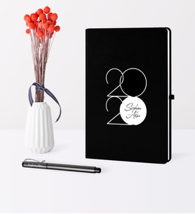 BK Gift Kişiye Özel 2020 Temalı Siyah Defter Kalem Seti - 1