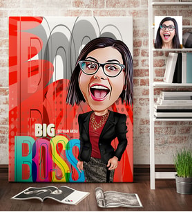 BK Gift Kişiye Özel Bayan Big Boss Karikatür Kanvas Tablo 70x100cm 1