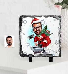 BK Gift Kişiye Özel Yılbaşı Temalı Bay Karikatürlü Dekoratif Doğal Taş - 3