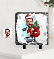 BK Gift Kişiye Özel Yılbaşı Temalı Bay Karikatürlü Dekoratif Doğal Taş - 3