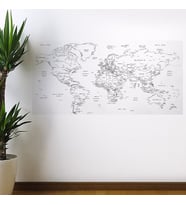 Yazılabilir Dünya Haritası Manyetik Duvar Stickerı 110 x 56 cm (Karışık)