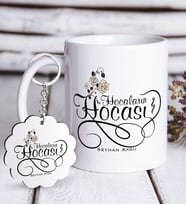 BK Gift Kişiye Özel Hocaların Hocası Beyaz Kupa ve Anahtarlık Hediye Seti-3 (Model 1)
