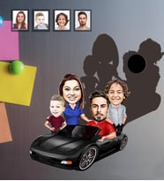 Kişiye Özel Aile Karikatürlü Ahşap Magnet Mod-8