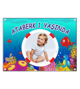 Doğum Günü Afişi Kişiye Özel Kırmızı Balık Konsept 70x100cm