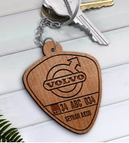 BK Gift Kişiye Özel İsimli Plakalı Volvo Ahşap Anahtarlık-1 (Beyaz)