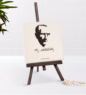 BK Gift Kişiye Özel Atatürk Temalı Şovaleli Doğal Taş-23 (Beyaz)