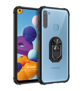 Microsonic Samsung Galaxy A21 Kılıf Grande Clear Ring Holder Siyah