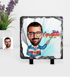 BK Gift Kişiye Özel Bay Öğretmen Karikatürlü Dekoratif Doğal Taş  3