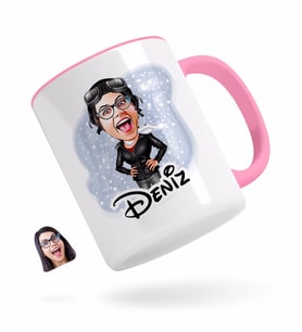 BK Gift Kişiye Özel Kadın Pilot Karikatürlü Pembe Kupa Bardak