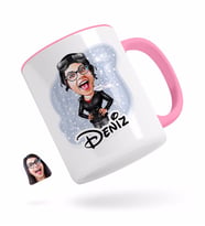 BK Gift Kişiye Özel Kadın Pilot Karikatürlü Pembe Kupa Bardak