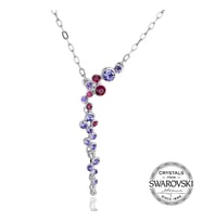 Monemel Pembe-Mor Swarovski Taşlı Mini Su Yolu Kolye (Altın Kaplama) Sevgililer Günü Hediyesi