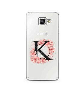 Pembe Çiçekli Harf Tasarım Süper Şeffaf Silikon Telefon Kılıfı Samsung A3 (2016)