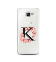 Pembe Çiçekli Harf Tasarım Süper Şeffaf Silikon Telefon Kılıfı Samsung A3 (2016)
