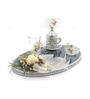 Lora Davet Damat Kahve Fincan Takımı Oval (1 Adet) Gümüş - 54168