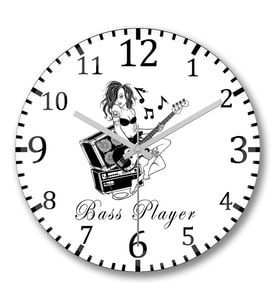 Bass Player Baixista - SlaPBass BR Duvar Saati Bombeli Gercek Cam
