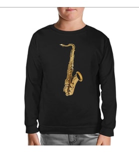 Saksafon Siyah Çocuk Sweatshirt