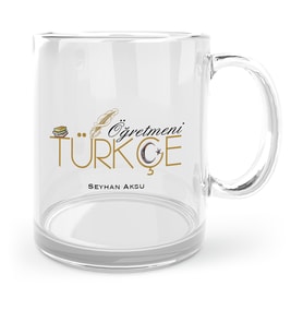 BK Gift Kişiye Özel Türkçe Öğretmeni Cam Kupa Bardak