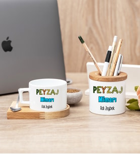 Peyzaj Mimarı Fincan Ve Kalemlik İkili Hediye Set