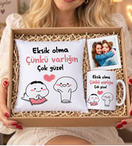 Kişiye Özel Fotoğraflı Eksik Olma Varlığın Çok Güzel Yastık Ve Kupa Hediye Seti