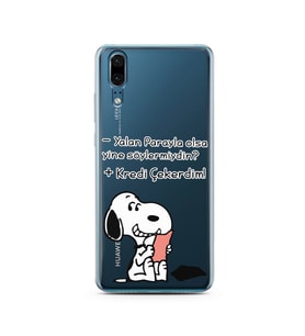 Snoopy Tasarımlı Süper Şeffaf Silikon Telefon Kılıfı Huawei P20 