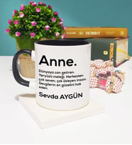 Anneler Günü Hediyesi İsme Özel Anne Kupa Bardak Siyah