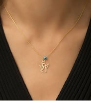 Papatya Silver 925 Ayar Nazar Boncuklu Altın Kaplama Gümüş Melek Kolye